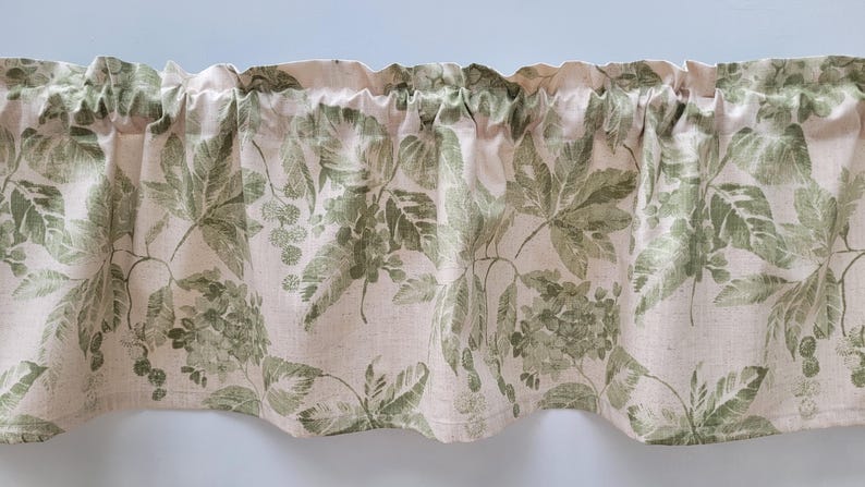 Sage Green Botanical Leaf Valance on Neutral Beige Background - Etsy