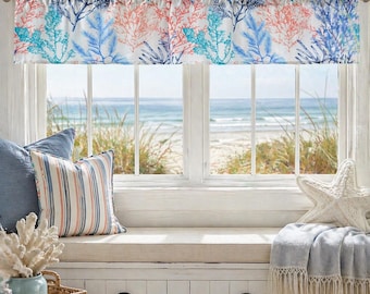 Nautical Valance: Multicolor Coral on an Ivory Background