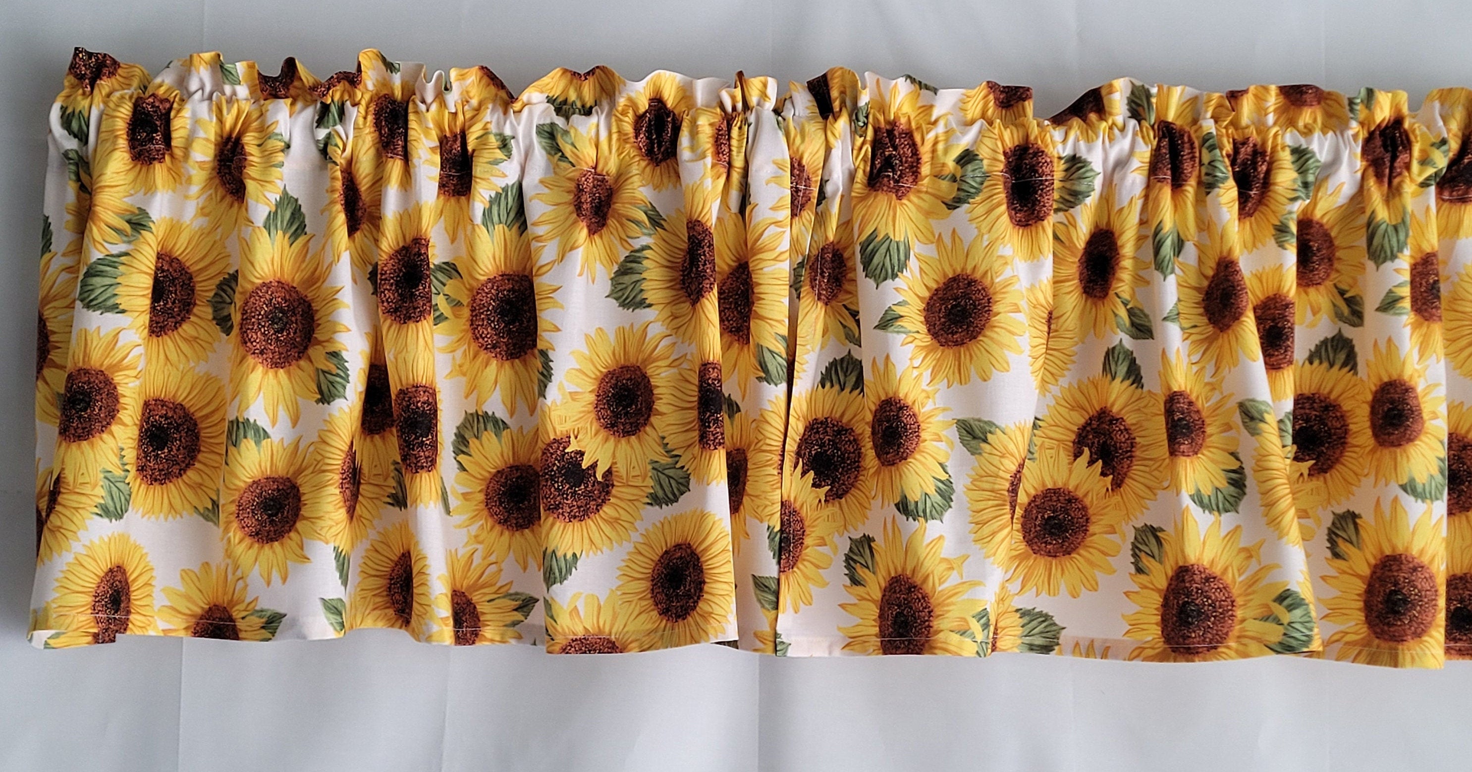 3 Piece Sunflower Kitchen Curtain And Valances Set, Farm Sunflower Curtains Set Rod Pocket Tier Short Curtains For Living Room Cafe Window Curtains