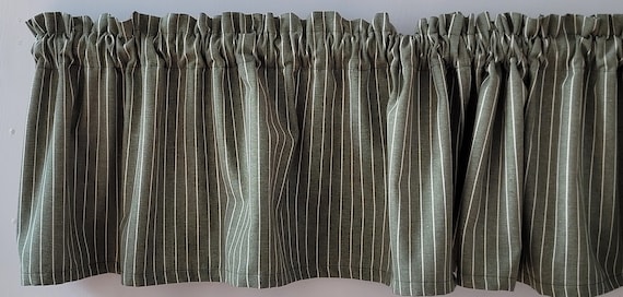 Green and White Stripe Valance Curtain Green and White - Etsy