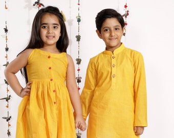 Sibling Set, Indian Clothes for kids, Matching Brother Sister Set, Kurta Pyjama, Shalwar Kameez, Rakhsha Bandhan, Rakhi, Ethnic Wear, Pooja