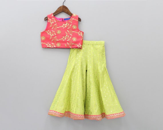 Women Sequin Crop Top With Dhoti Pants And Long Jacket, Indo Western Ethnic  Set | eBay