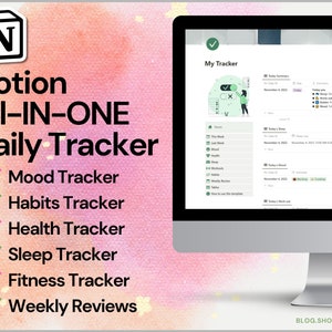 Notion Daily Tracker Template | Mood Tracker  | Habit Tracker | Health Journal | Sleep Tracker | Fitness Tracker 2023 / 2024