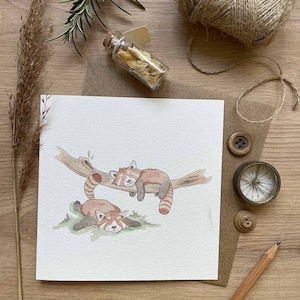 Greetings Card - Red Pandas