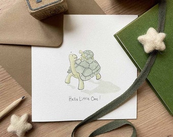 New Baby Card - Hello Little One Tortoise