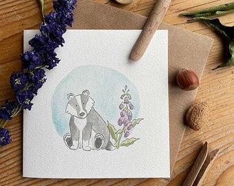 Greetings Card - Woodland Badger