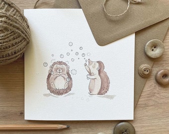 Greetings Card - Happy Hedgehogs