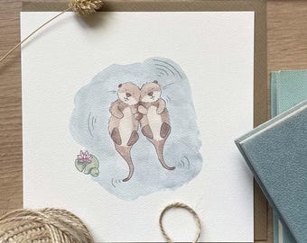Greeting Card - Adorable Otters