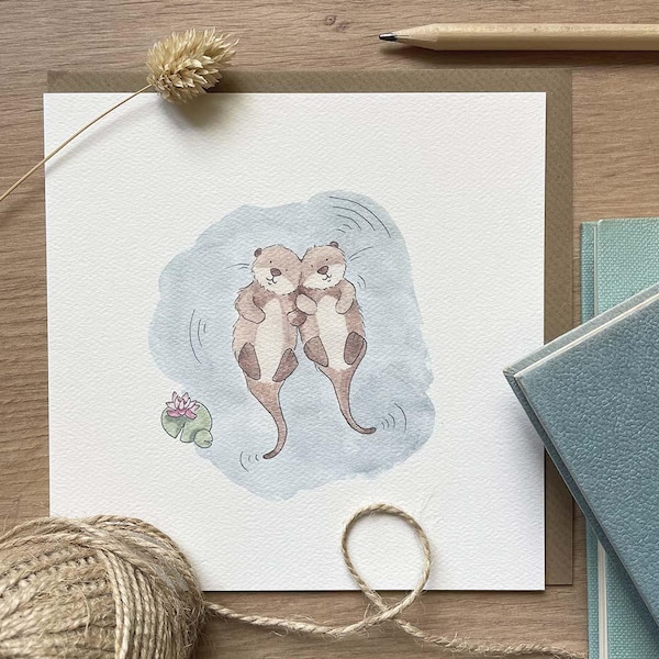 Greeting Card - Adorable Otters