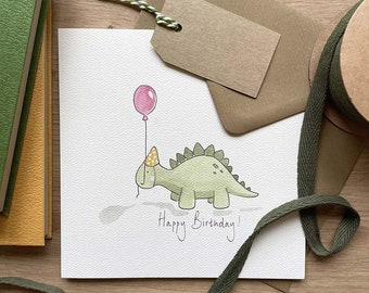 Children's Birthday Card - Dinosaur Stegosaurus