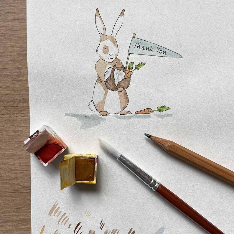 Thank You Card - Bunny - Etsy
