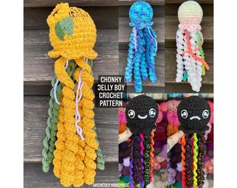 PADRÃO DE CROCHÊ ~ Padrão de Garoto Gelatina Gordinho ~ Água-viva de Crochê ~ Amigurumi ~ Padrão de Crochê Kawaii ~ Pelúcia de Crochê - Padrão de Água-viva