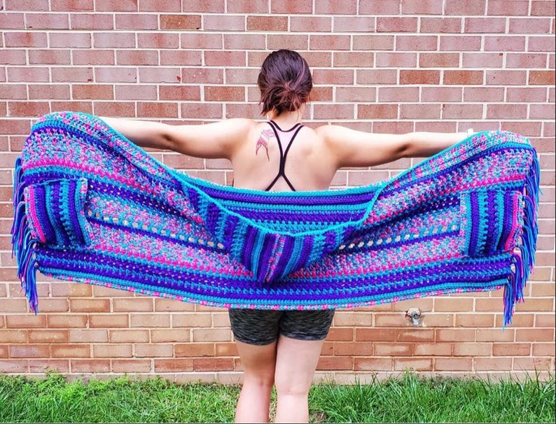 CROCHET PATTERN ~ Wickedly Hooded Pocket Shawl PATTERN~ Crochet Shawl ~ Boho Shawl ~ Pocket Shawl ~ Hooded Pocket Shawl ~ Hooded Shawl ~ image 5