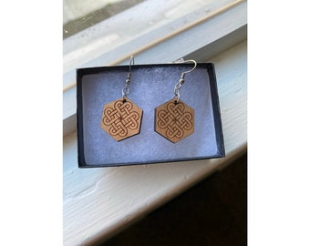 Celtic Knot Wooden Earrings ~ Laser Engraved ~ Engraved Earrings ~ Wooden Earrings ~ Boho Earrings ~ Witchy ~ Celtic knot