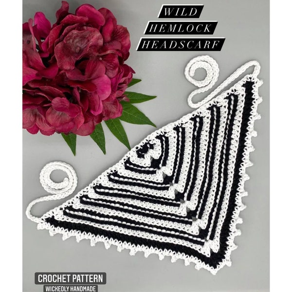 CROCHET PATTERN ~ Wild Hemlock Headscarf PATTERN~ Crochet Headscarf ~ Boho  ~ Bandana Pattern ~ Headscarf Pattern ~ Crochet Bandana