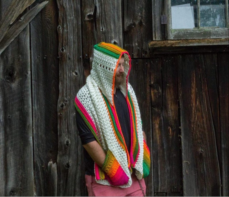 CROCHET PATTERN ~ Wickedly Hooded Pocket Shawl PATTERN~ Crochet Shawl ~ Boho Shawl ~ Pocket Shawl ~ Hooded Pocket Shawl ~ Hooded Shawl ~ image 7
