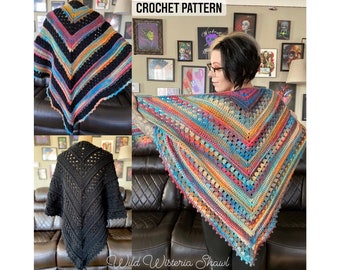 CROCHET PATTERN ~ Wild Wisteria Shawl PATTERN~ Crochet Shawl ~ Boho Shawl  ~ Shawl Pattern ~ Triangle Scarf ~ Scarf Pattern ~ Boho Scarf