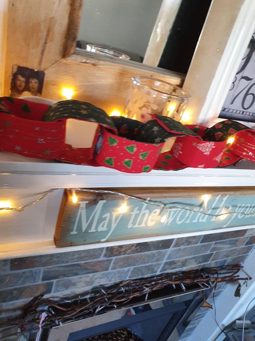 Fabric Paper Chain, Reusable, Eco Friendly Bunting, Christmas Paper ...