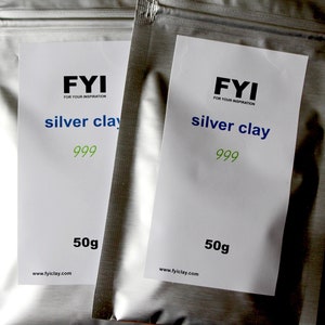 FYI 999 silver clay Metal clay Fine silver clay 10g 20g 50g pack FYI silver metal clay Precious clay Silver metal clay Pure silver clay