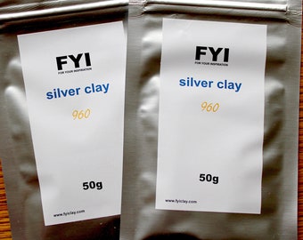 FYI 960 silver clay - metal clay silver - 10g, 20g, 50g packs FYI silver metal clay Precious clay For Your Inspiration Silver metal clay