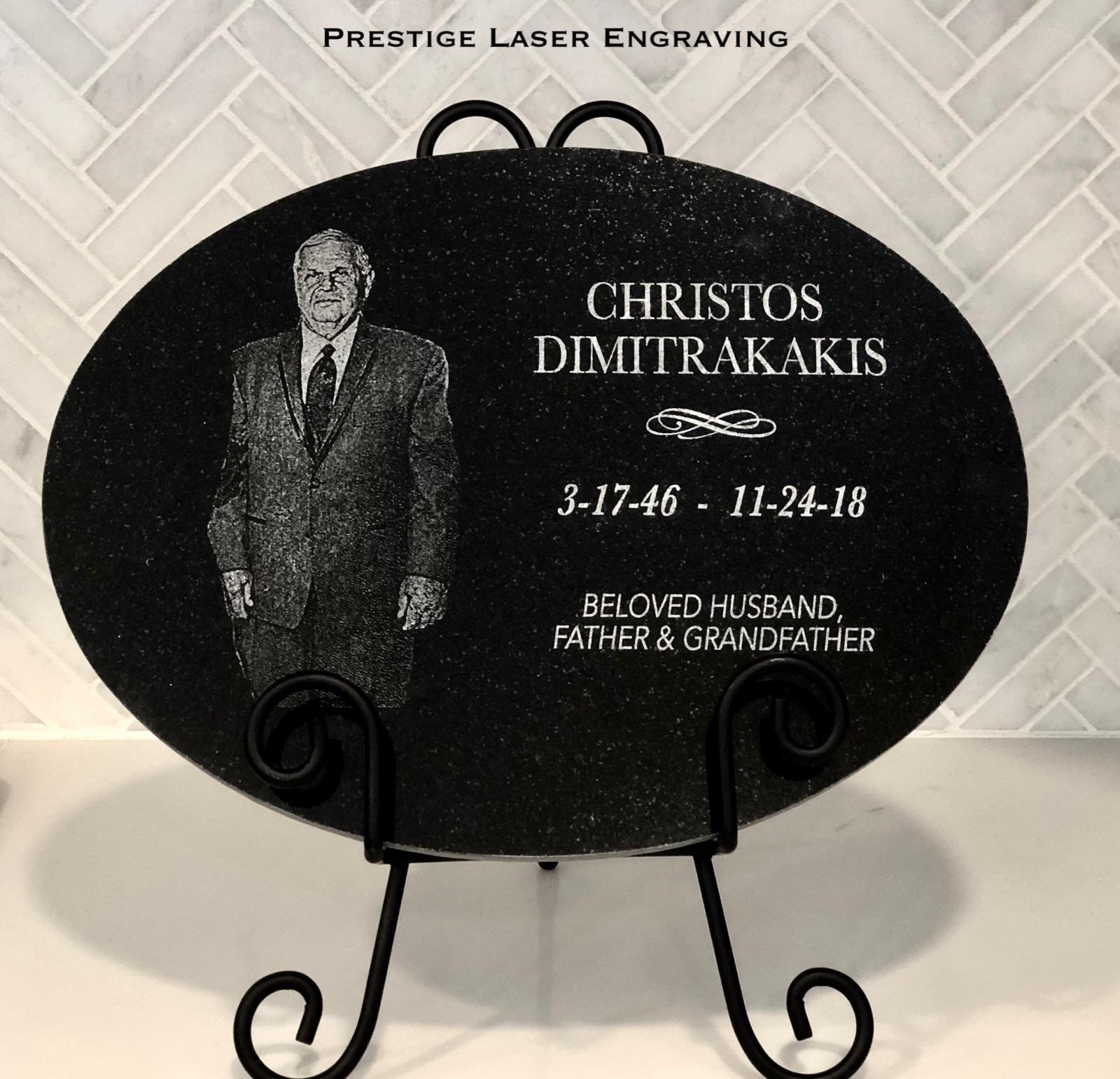 Granite Photo Oval Memorial Plaque