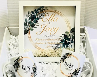 Personalised Islamic Wedding Gift Hamper Set Names Couple Nikka Dua Muslim Mugs Nikkah Calligraphy Art Family Favours Zam Zam Stickers Date