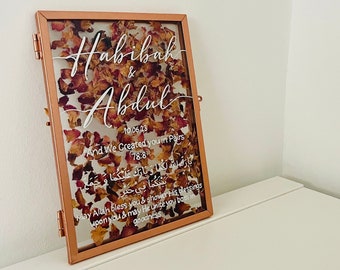 Handwritten Islamic Personalised Wedding Frame Couple Gift Nikah Arabic Bride Anniversary Newlyweds Decor Wall Art Marriage