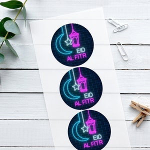 24 brillante eid Ramadan Mubarak 40mm pegatinas regalo personalizado azul regalo wrap mug zam marco decoración cuadro cuadro foil oro mezquita niños actividad