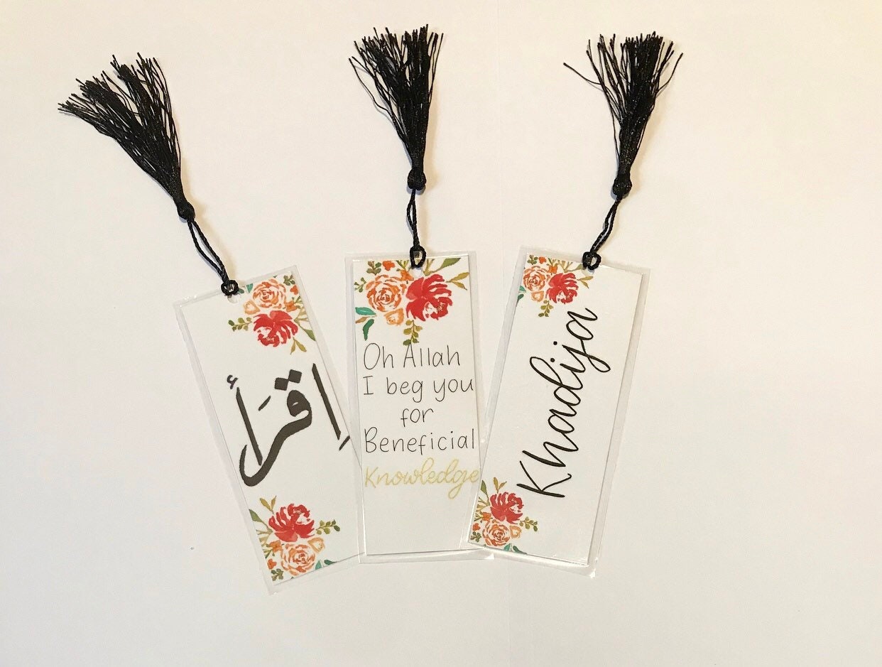 Handwritten Set of 3 Islamic Bookmarks Laminated Arabic Gift Etsy