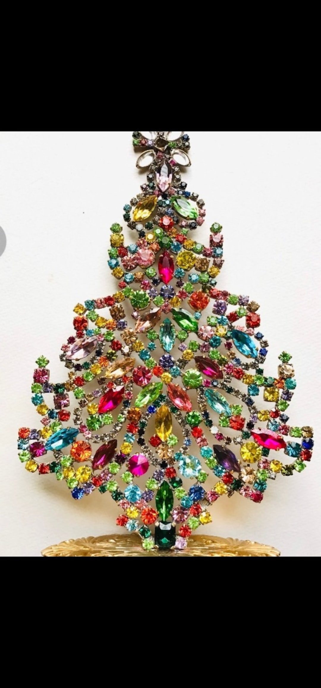Czech Rhinestone Christmas Decorative Table Top Tree Vintage Etsy