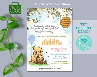 winnie the pooh baby shower evite