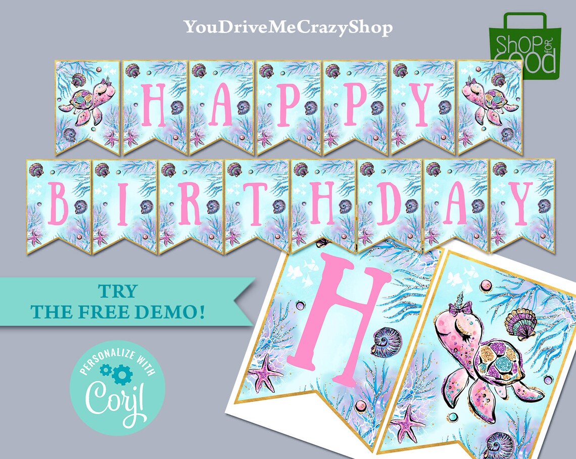 Editable Under The Sea Birthday Banner Under The Sea Birthday Etsy