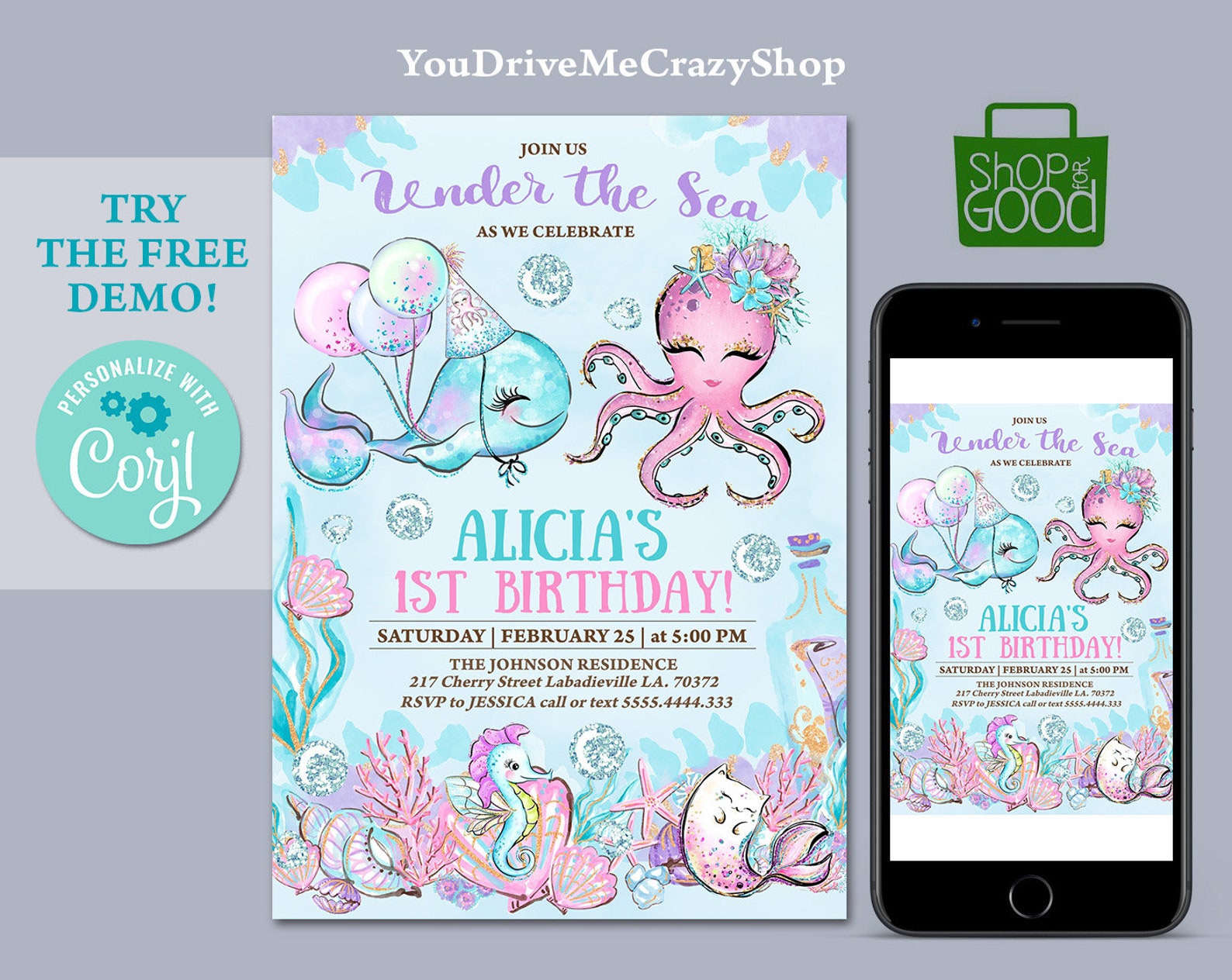 Editable Under the Sea Invitation Under the Sea Invitation Etsy