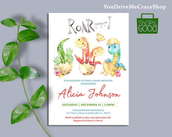 baby shower invitations dinosaur theme
