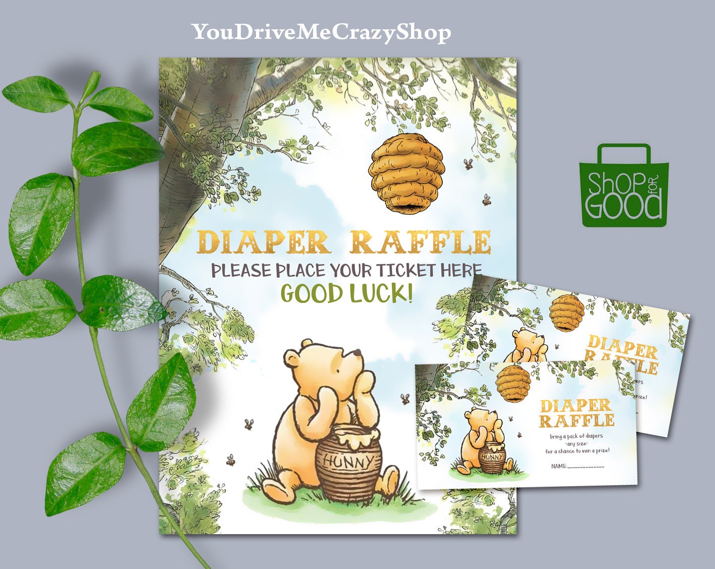 Classic Winnie The Pooh Diaper Raffle Sign and Tickets Winnie Etsy
