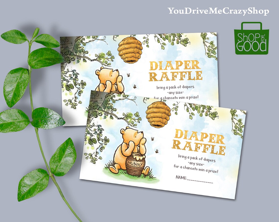 Classic Winnie The Pooh Diaper Raffle Sign and Tickets Winnie Etsy