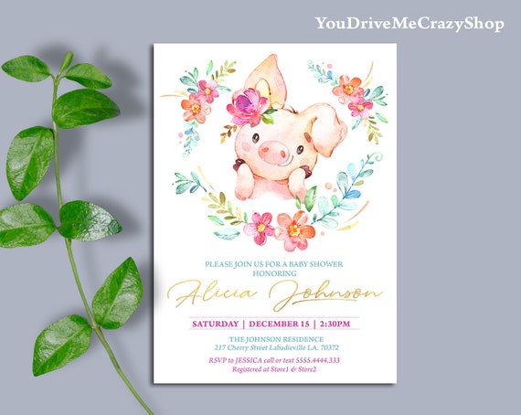 pig baby shower invitations