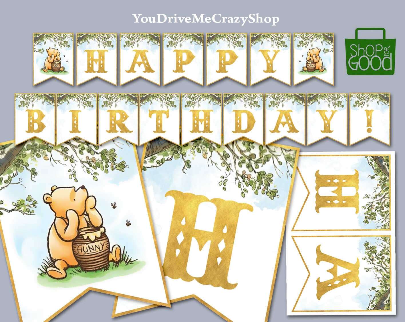 Winnie The Pooh Banner Winnie The Pooh Birthday Banner Pooh Etsy