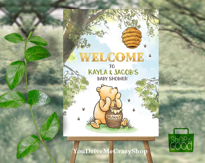 Winnie The Pooh Baby Shower Sign Classic Winnie The Etsy