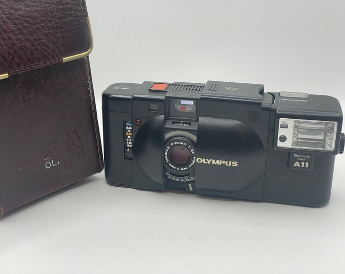 Olympus XA Compact Rangefinder Point and Shoot Camera with Zuiko 35mm film lens and A11 Flash - Fully Tested - Free Worldwide Shipping