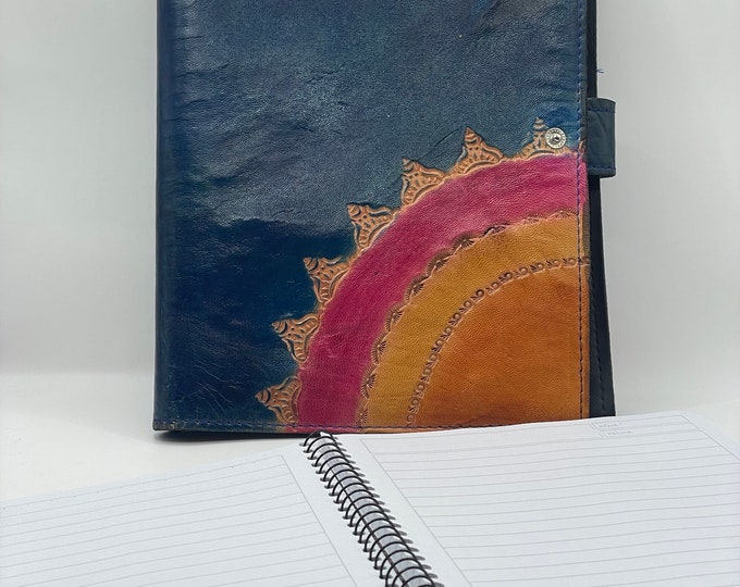 Vintage Leather A5 Notebook Cover with Mandala Theme