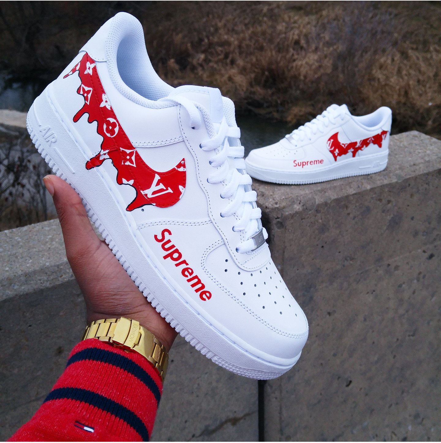 Premium Louis Vuitton X Supreme DRIP AF1&#39;s | Etsy