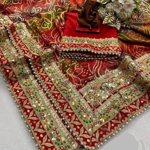 Bandhani Saree Bollywood Style Foil Work Designer Saree with Blouse Ethnic Wear For Women&#39;s Saree Indian Wedding Party Wear Saree