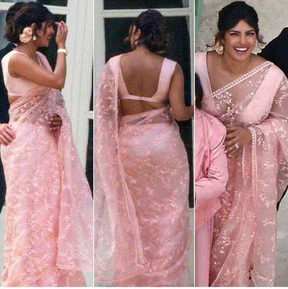 pink saree party wear