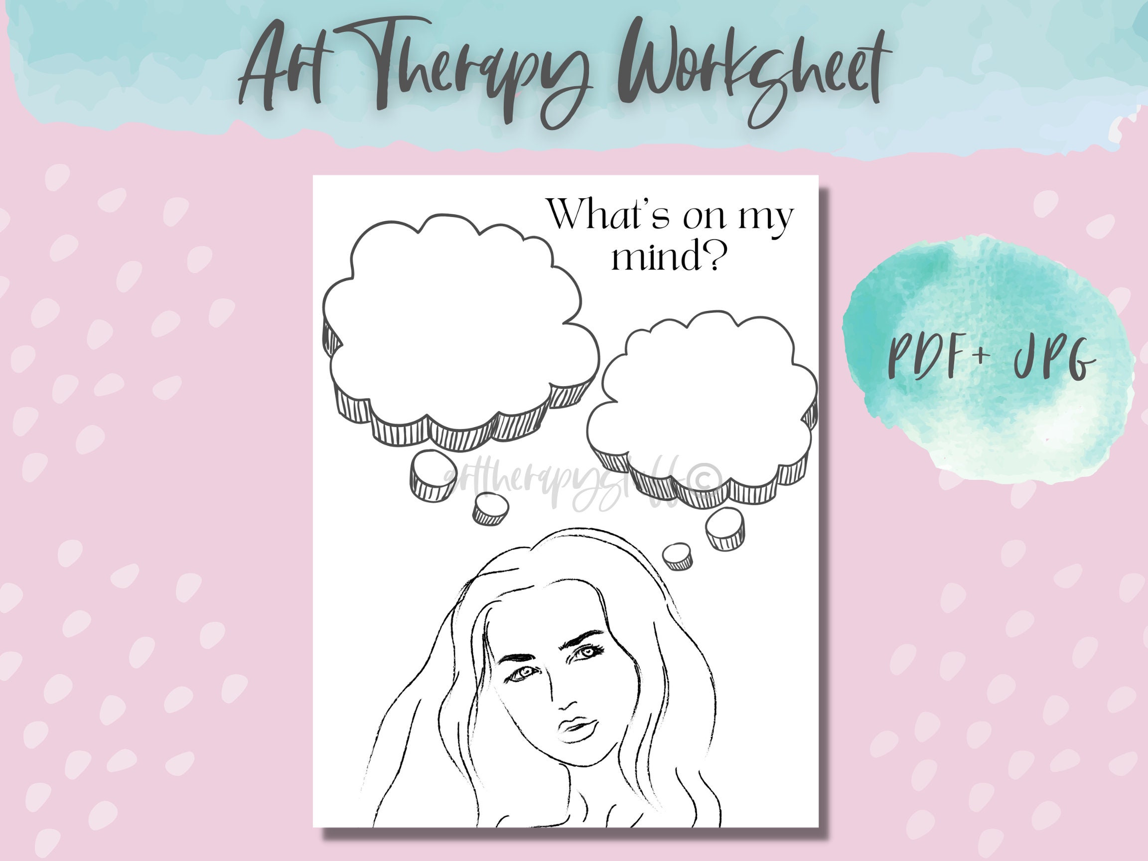 Art Therapy Worksheet PDF, Therapeutic Art Self Care Worksheet