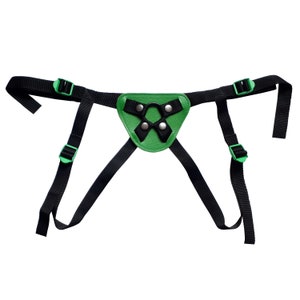 Black and Green Strap On Harness