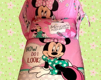 minnie mouse cot bumper set