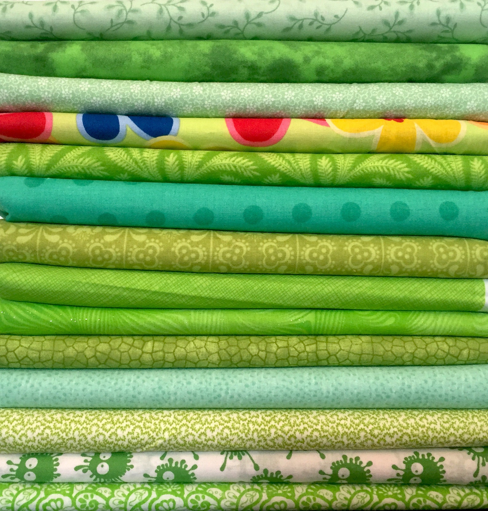 10x Fq's Assorted LIGHT GREEN Lime Mint Quilting Fabric Etsy