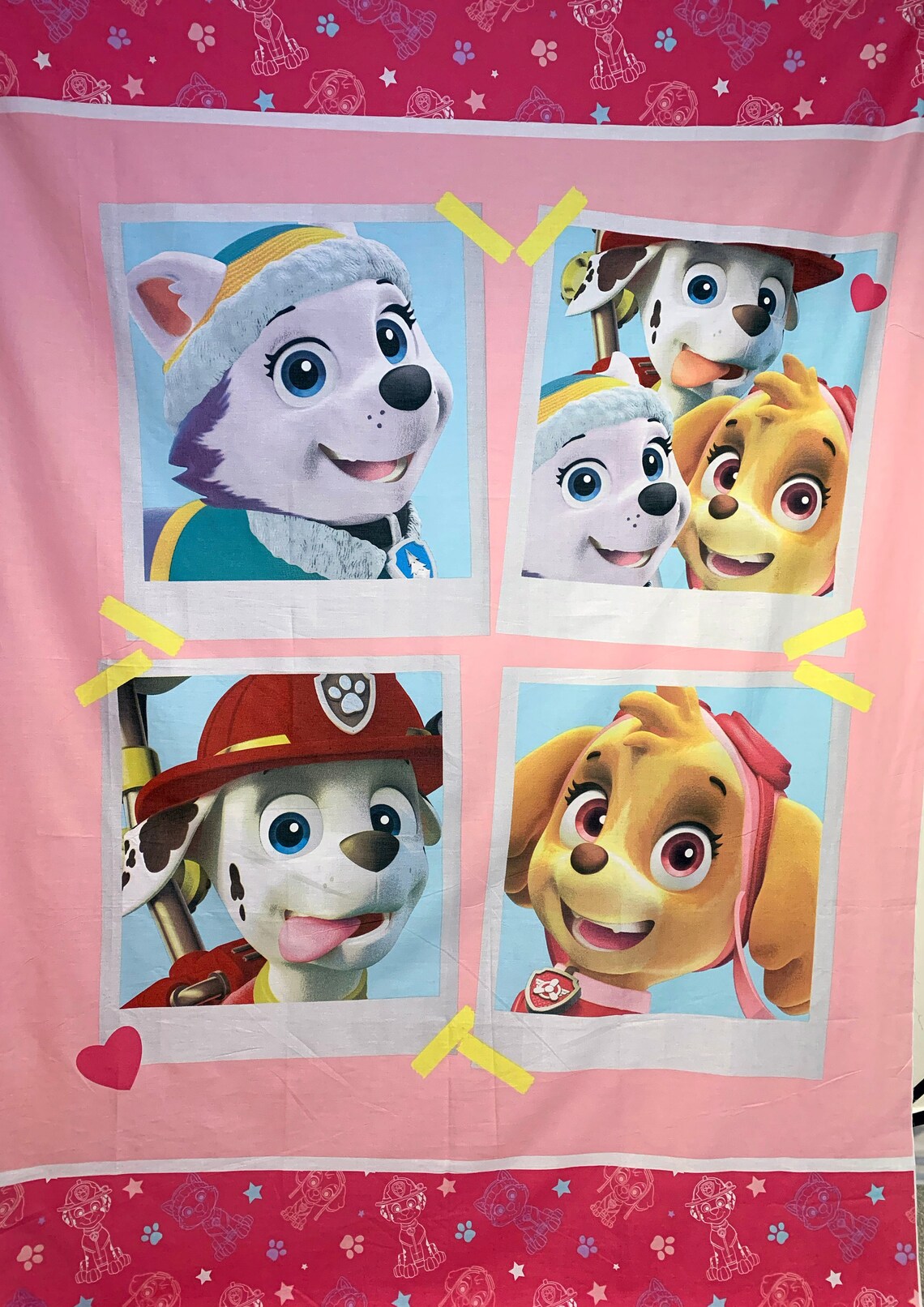 Paw Patrol Pink PANEL FABRIC With Pillow Panel Polycotton Etsy