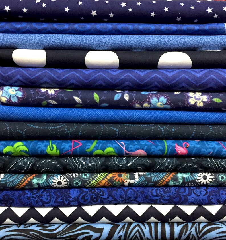 10x Fq's Assorted DARK Navy BLUE Quilting Fabric 100 Etsy